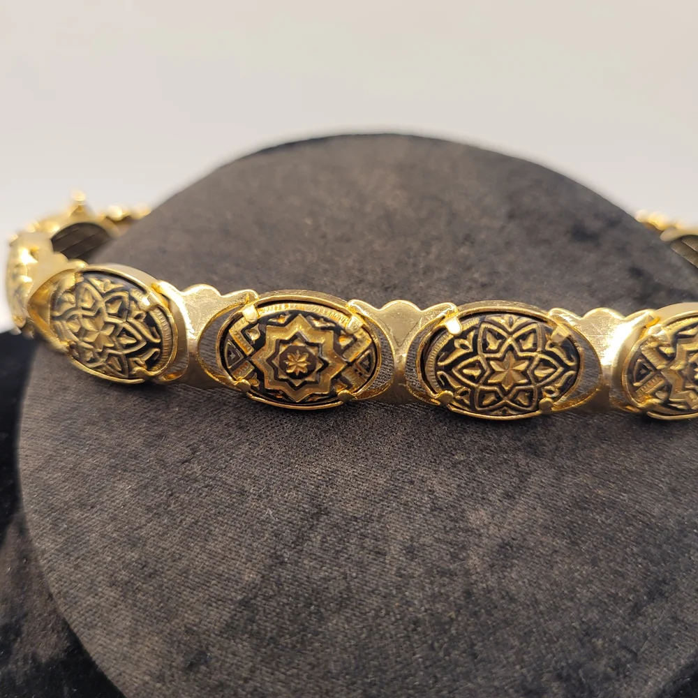 Damascene Toledo Gold Tone Vintage Bracelet